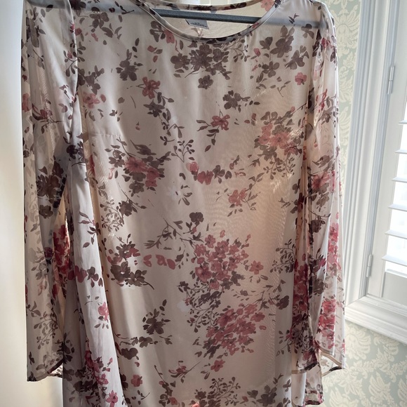 Fred David Blush Nude Floral Tunic size L - Picture 1 of 7